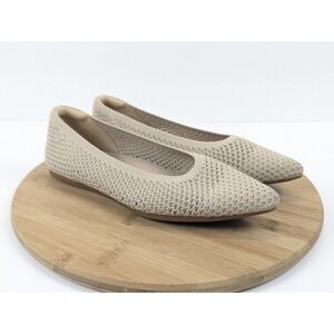 VIVALA Women Beige Knit Pointed Toe Ballet Flats Womens 8.5 Comfort‎ Shoes